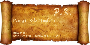 Panyi Kálmán névjegykártya